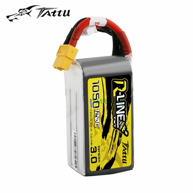 

Tattu R-Line V3.0 1050mAh 120C 22.2V 6S1P Lipo Battery Pack with XT60 Plug for RC FPV Racing Drone Quadcopter