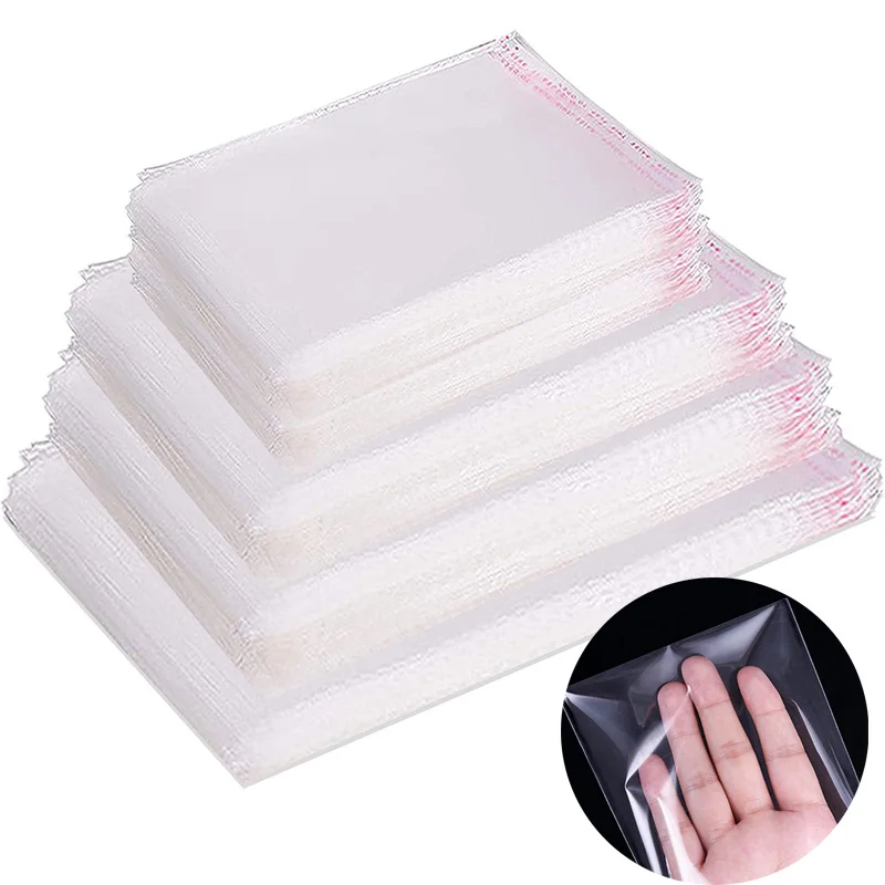 100 Uds. Bolsas Opp transparentes bolsa de plástico autosellante para joyería dulce embalaje de galletas bolsa de celofán suministros de regalo TMZ