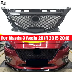 Car Front Grille Racing Grill For Mazda 3 Axela 2014 2015 2016 Honeycomb Style Black Upper Bumper Intake Hood Radiator Mesh Grid