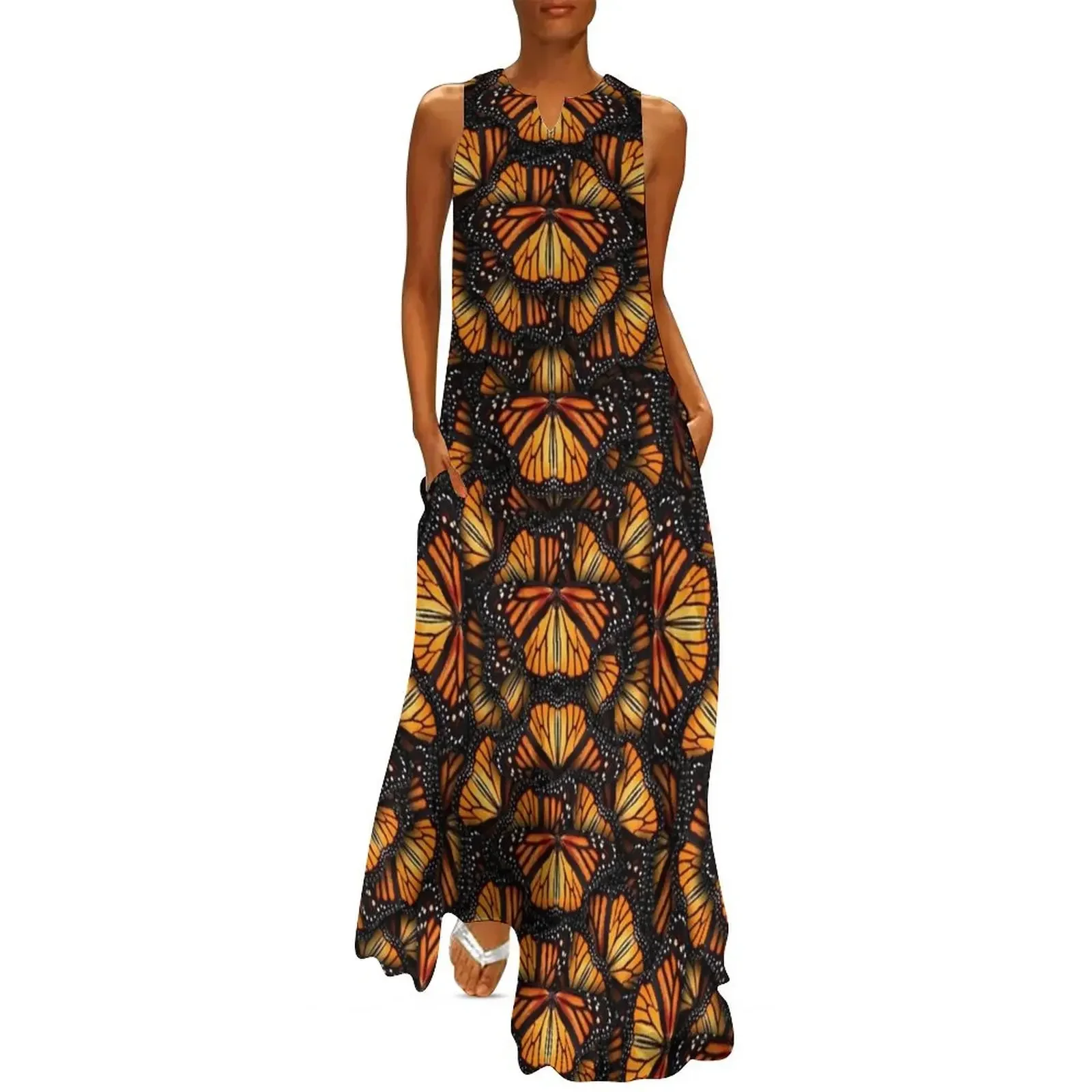 

Heaps of Orange Monarch Butterflies Long Dress luxury women's party dress evening prom Dress
