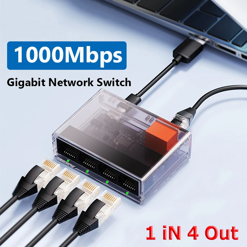 1000Mbps محول الشبكة 5 منافذ RJ45 LAN مهايئ توزيع كامل/نصف دوبلكس الإنترنت الفاصل إيثرنت الذكية الجلاد لجهاز التوجيه PC