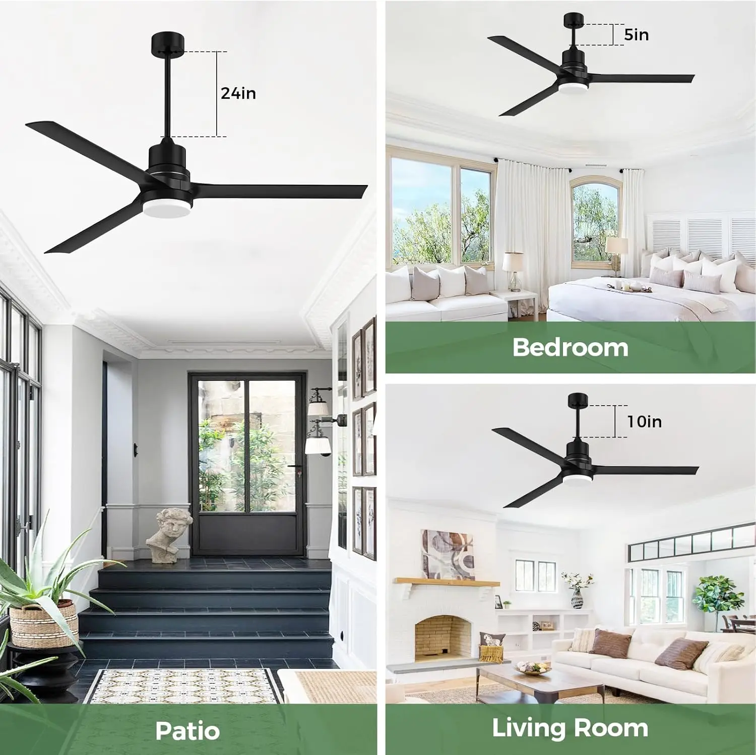 

Ceiling Fans with Lights-60 inch Outdoor Black Ceiling Fan with Light and Remote Control, 6 Speed Adjustable, Reversible, Hot