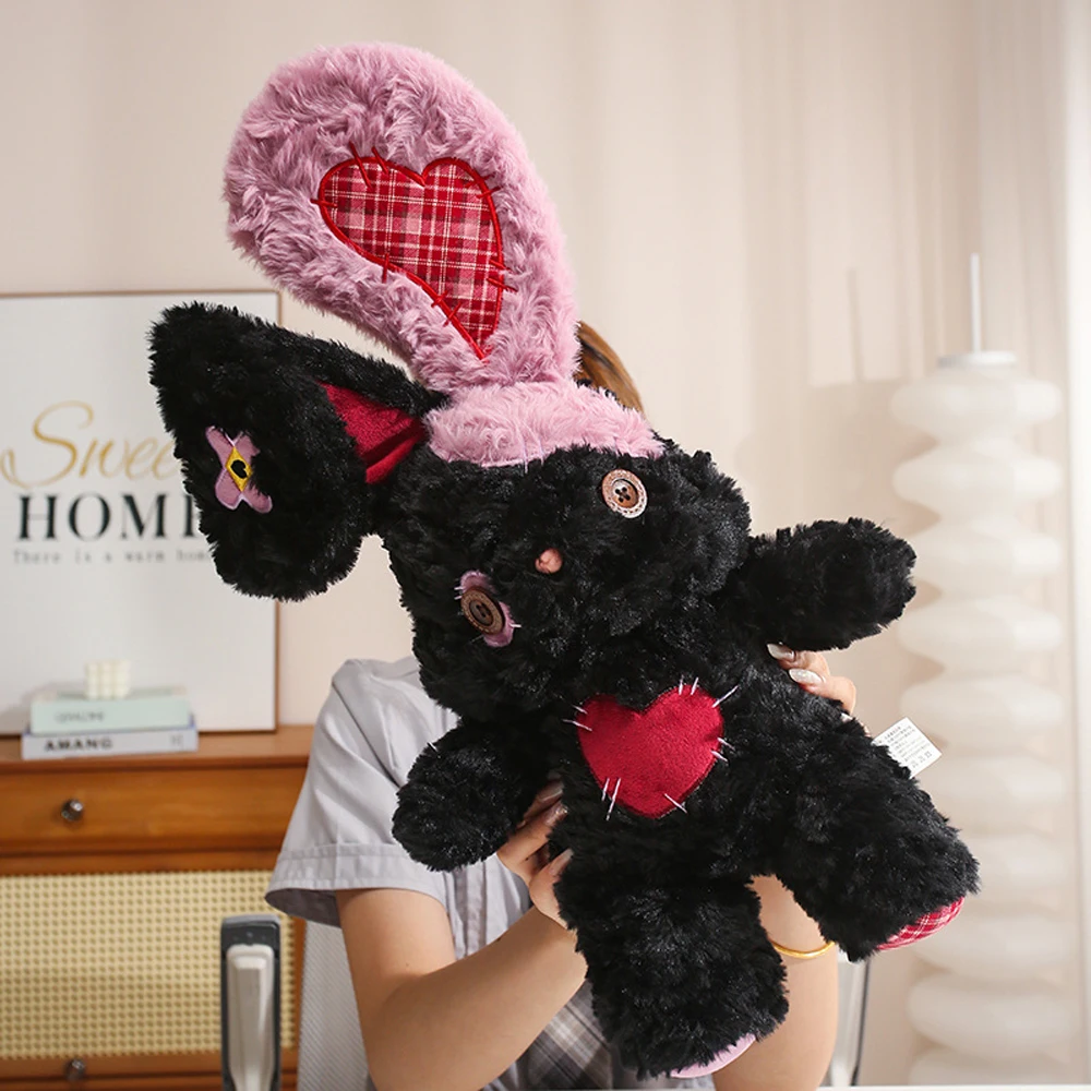 Gothic Button Rabbit Plush Toys Creative Stuffed Animal Mint Green Bunny Soft Dolls Scary Sweet Halloween Party Decoration Gifts
