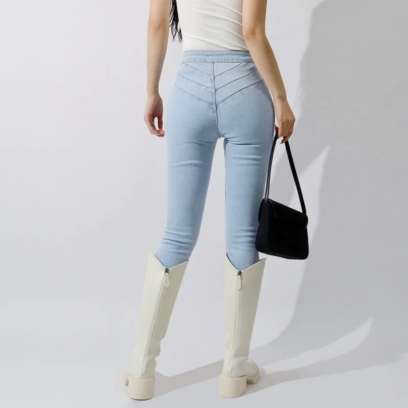 Women Seamed Ass High Waist Skinny Jeans With Raw-cut Hem Petite Skinny Jeans