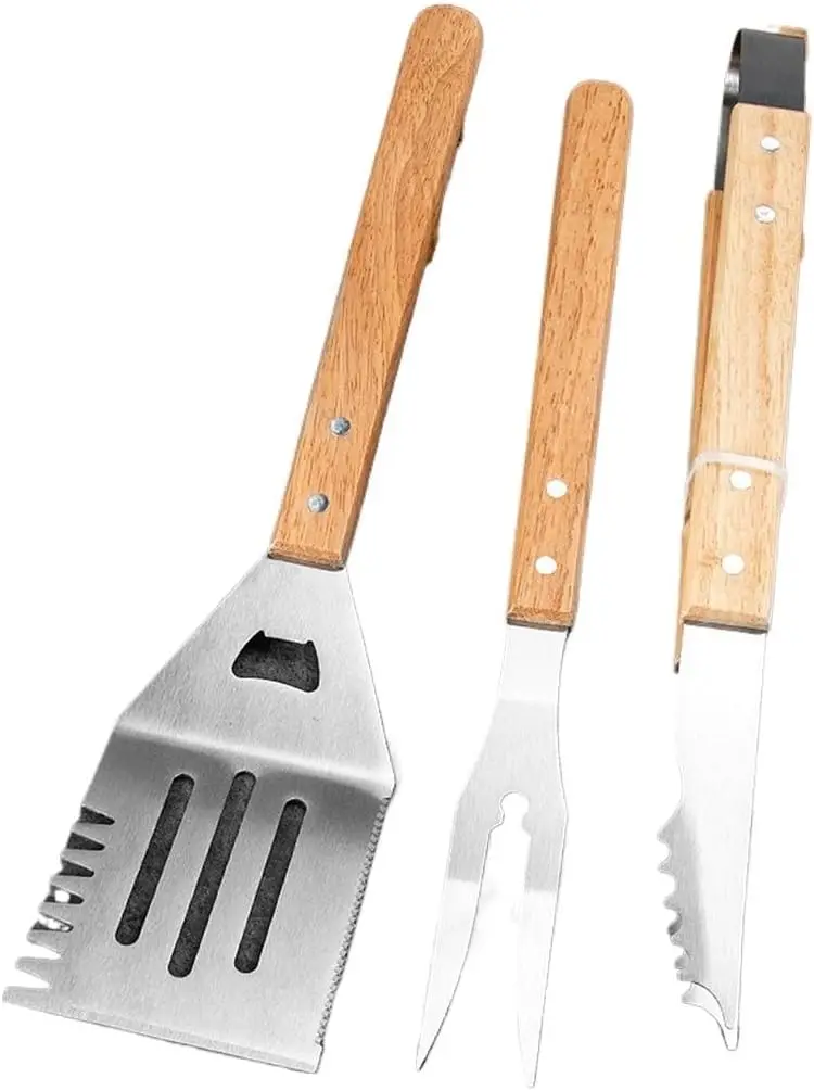 Outdoor Tool Set,Barbecue Fork,Shovel and Clip Three-Piece Set,Multifunctional Design for Shoveling and Cutting,Grill Combinatio