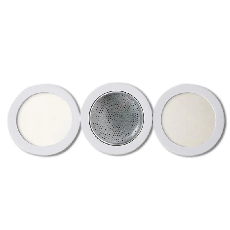 3 Silicone Gaskets And 1Pc Aluminum Filter Moka Pot With 3/6/9/12 Cup Moka Express Coffee Bottle Replacement Compatible