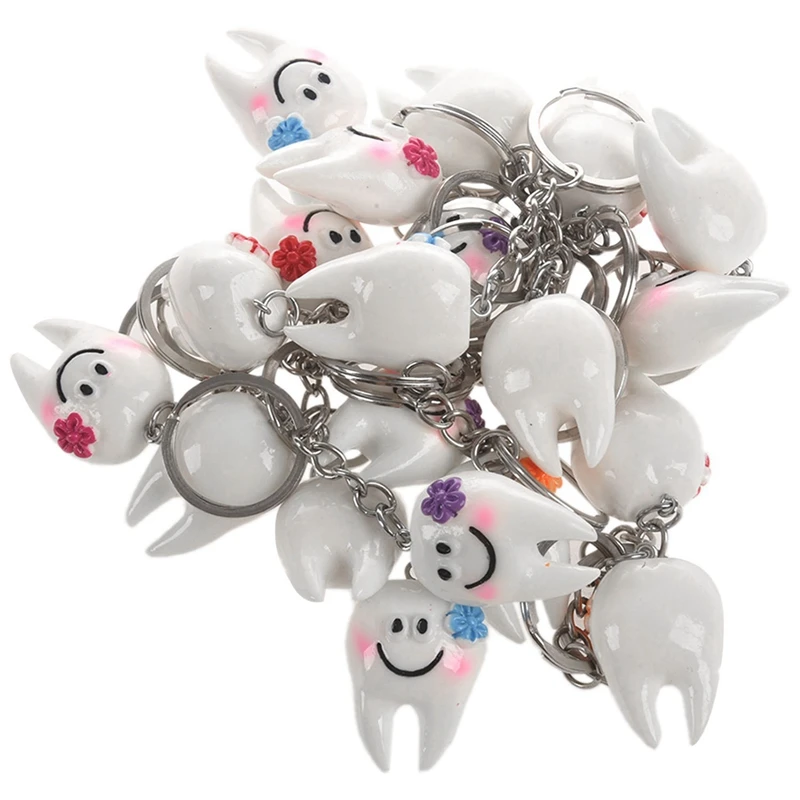 

80 Pcs Keychain Key Ring Hang Tooth Shape Cute Gift