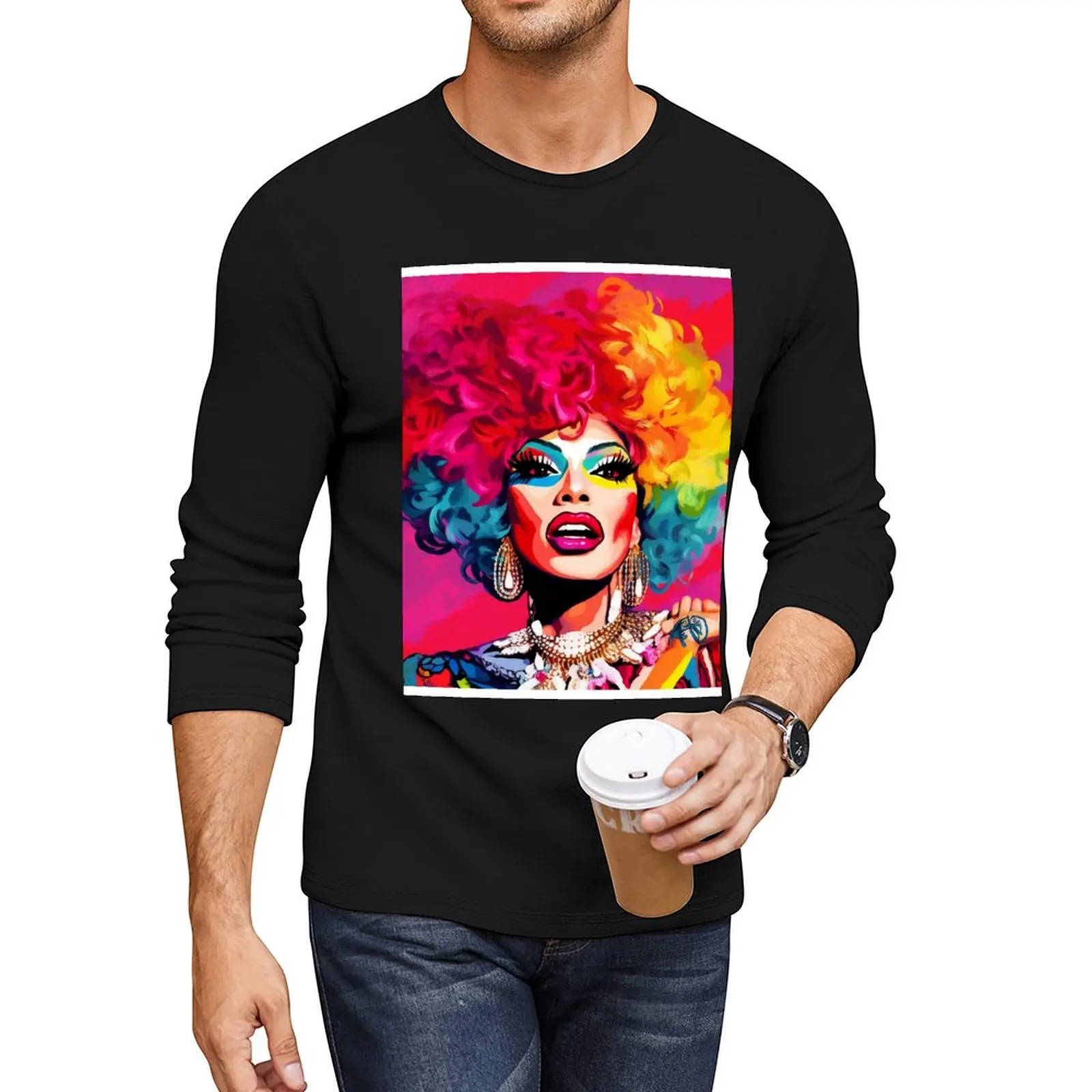 

LGBTQIA+ Pride Month Drag Queen Long T-Shirt blank t shirts plain t-shirt vintage t shirt Men's clothing