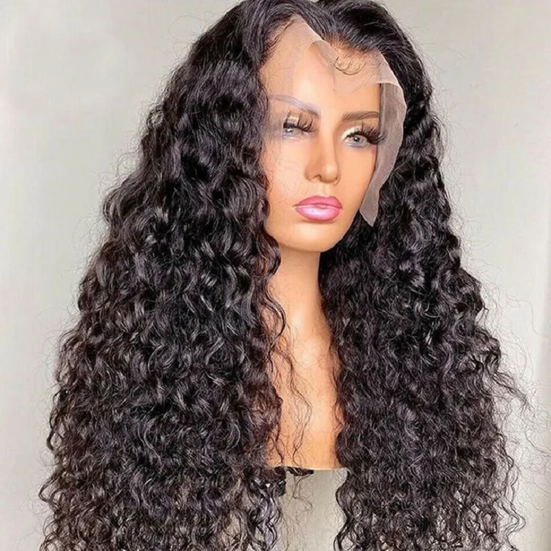 

180Density 26inch Preplucked Glueless Long Soft Kinky Curly Black Lace Front Wig For African Women Babyhair Heat Resistant Daily