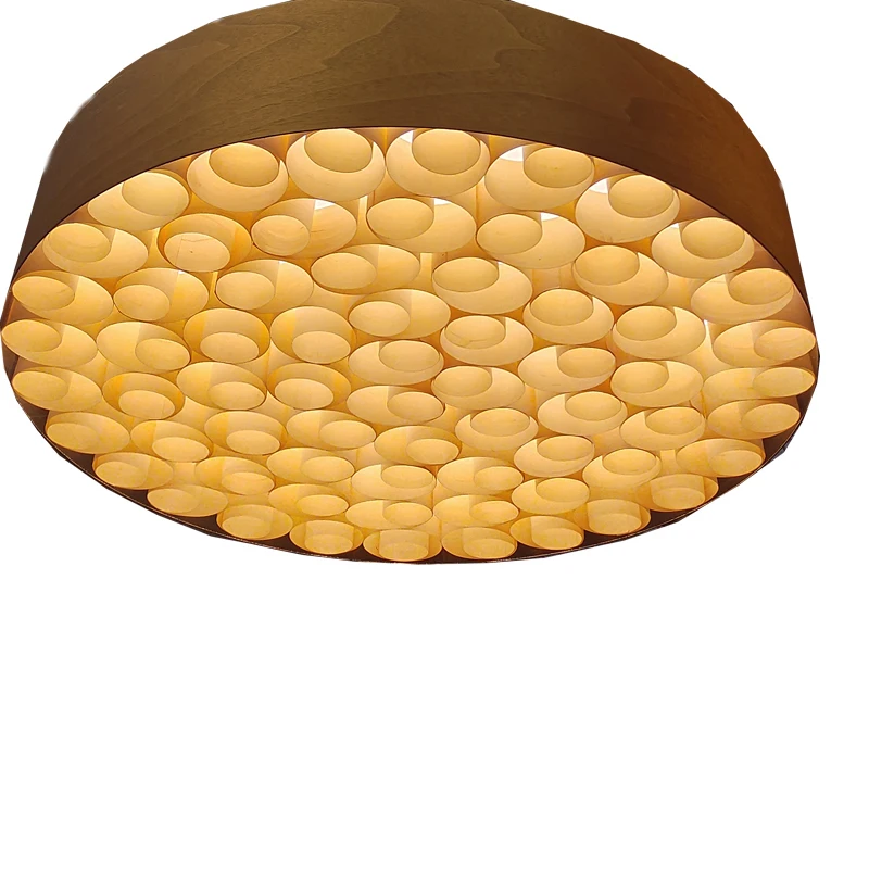 

Nordic Southeast Asian Hotel Restaurant Lamp Coffee Hall Clothing Store Bar Art Wooden Leather Lamp Designer Walnut Pendant