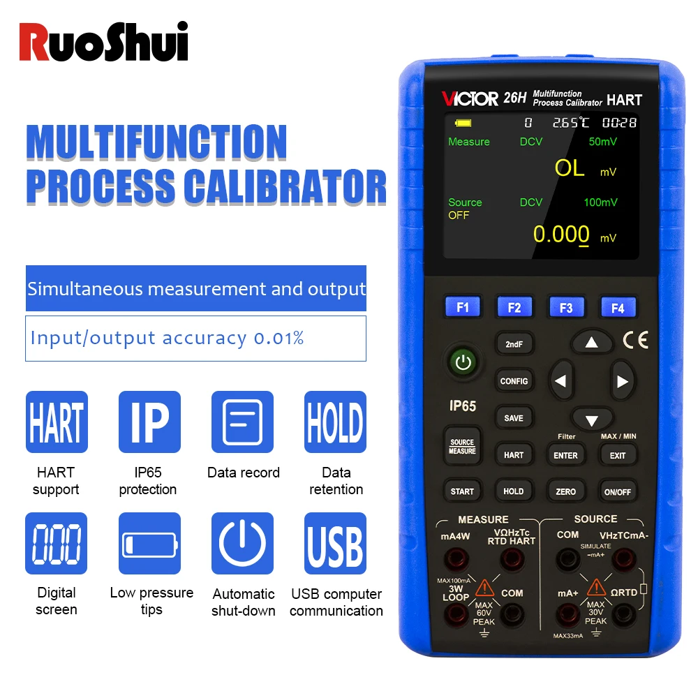 

Victor 26 Multifunction Process Calibrator Signal Generator 550mV/35V With Accuracy of 0.01% Multimeter Frequency 3-50KHz Tester