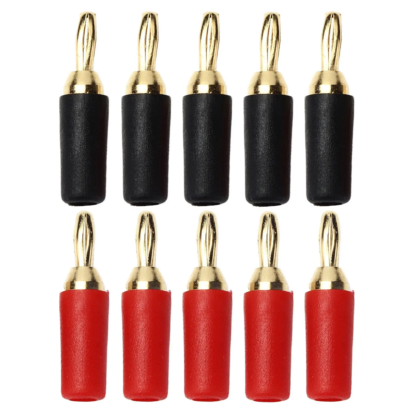 5 Sets 2.5mm Banana Plug Brass Gold Plated Soldering Male Speaker Connector Red And Black