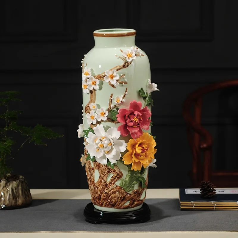 

Jingdezhen new Chinese ceramic flower arrangement vase handmade porcelain living room TV cabinet entrance home decoration orname