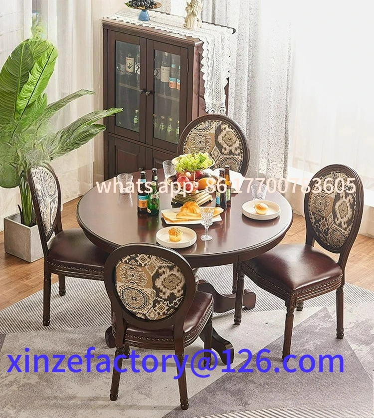 

Customizable American retro all solid wood dining table 2025 new dining table round table