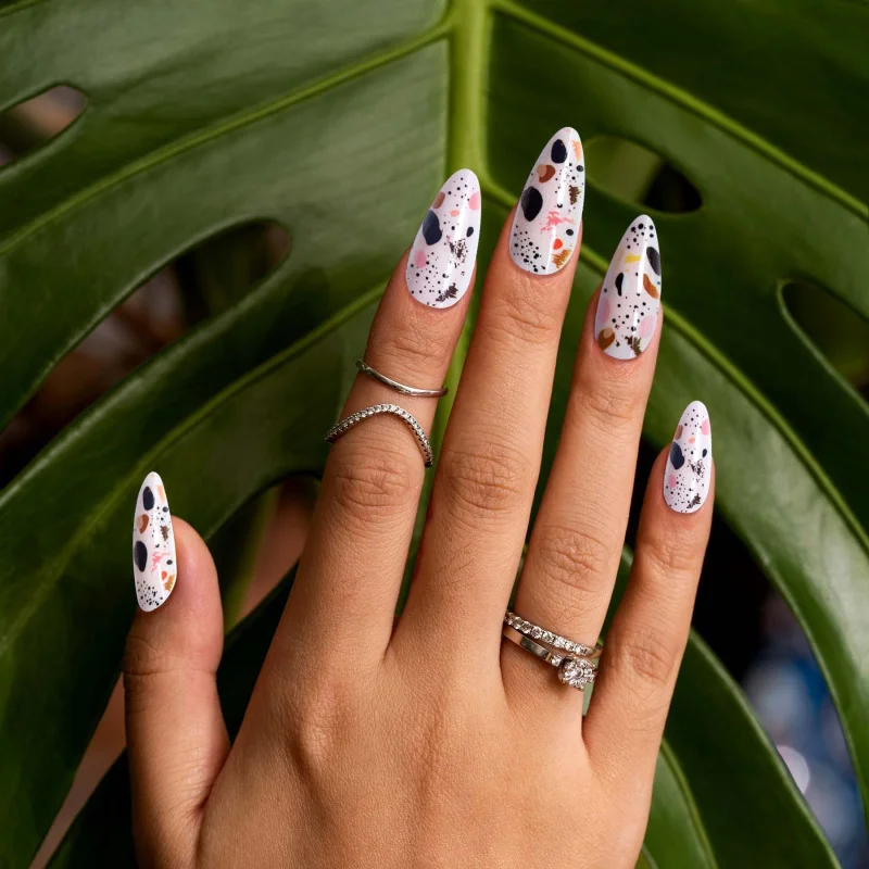

Wearable Nails Almond Nails Medium Length Trapezoidal24Nail Tips with Tools