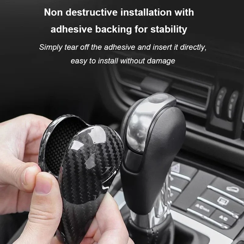 

For Porsche Macan 718 911 Panamera Cayenne Boxster 2008-2024 Real Carbon Fiber Car Gear Shift Head Cover Trim Car Accessories