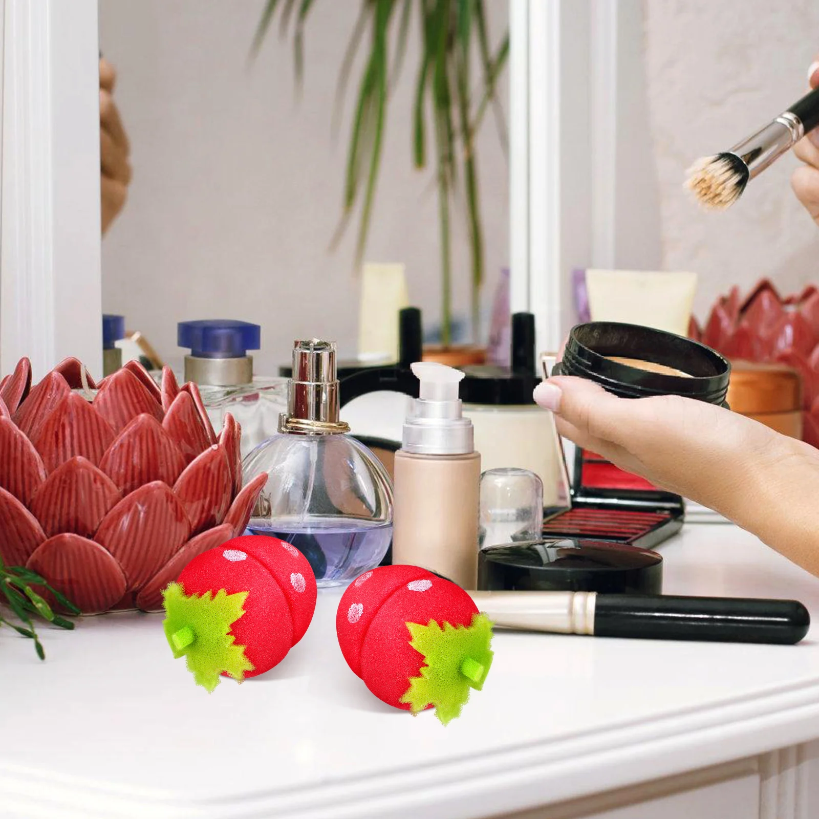 

18pcs Hair Curlers To Sleep In Strawberry Shape Sponge Rollers For Heatless Curls Overnight Travel-Friendly Styling Tool For