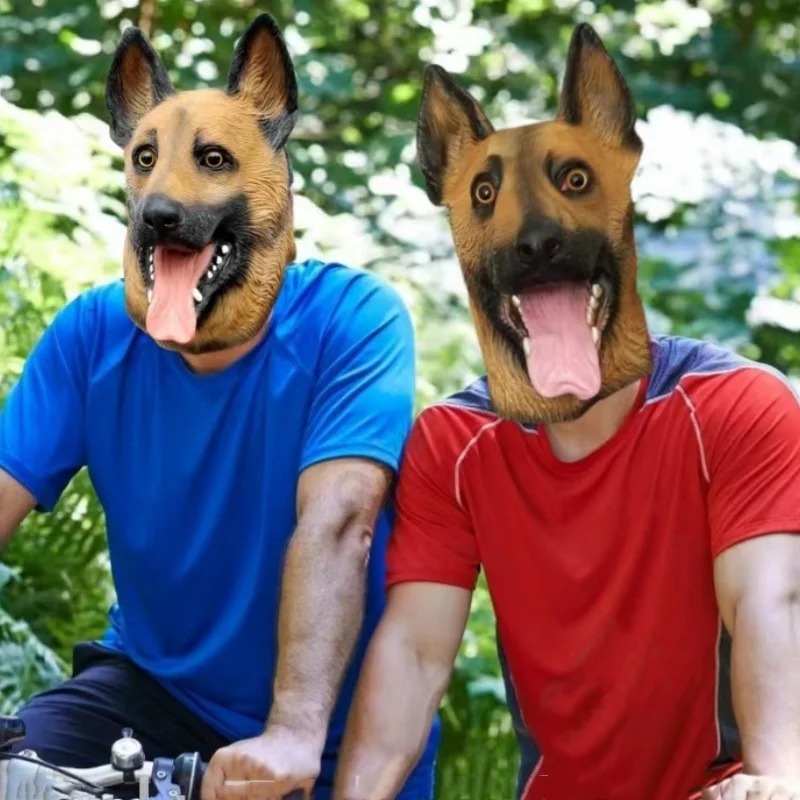 

German Shepherd Mask Halloween Party Cosplay Animal Costume Sheepdog Dog Head Masks Funny Realistic Animal Full Head Latex Mask