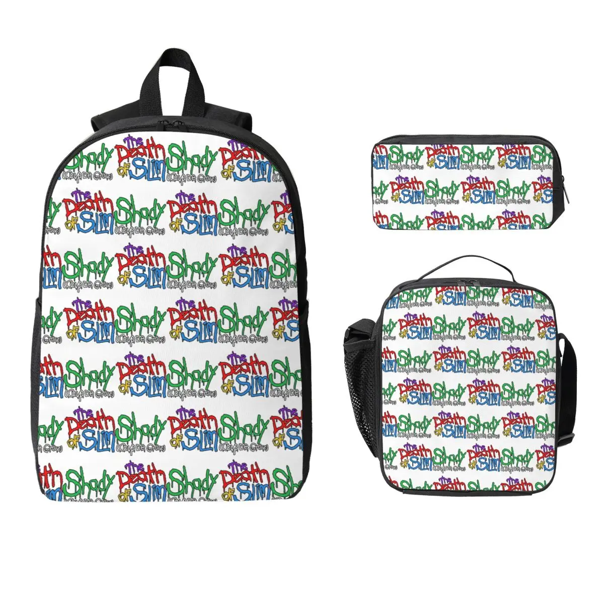 

The Death Of Slim Shady Eminem Backpack Student Boys Girls BookBag School Bag Shoulder Bags 3ps Insulated Lunch Bag Pencil Case