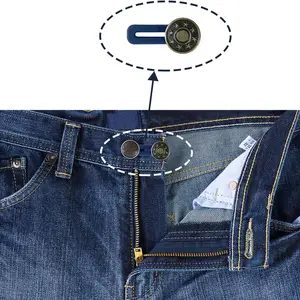 Metal Button Extender for jeans, fixing kit, free sewing, retractable waist buckles, perfect for any pants, 5pcs 6 Main Sales Botoes - №3