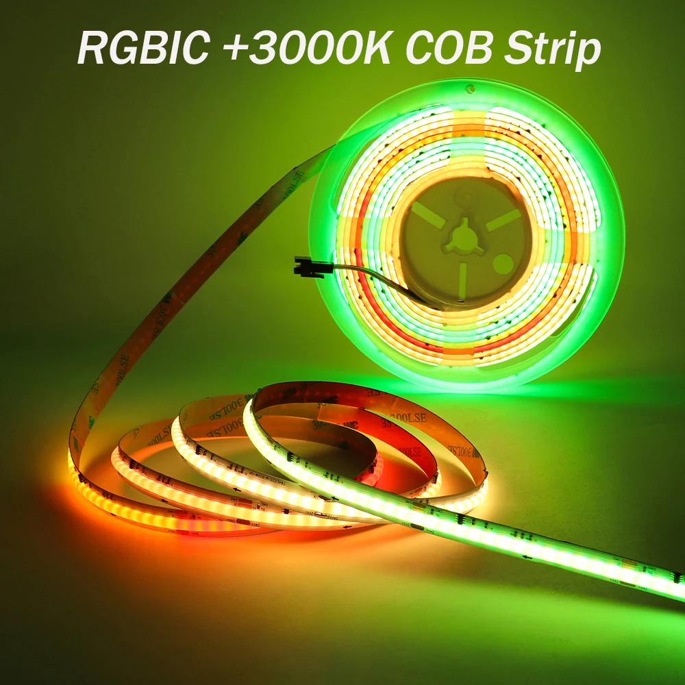 RGBWW Addressable COB LED Strip 24V RGBIC+3000K LED Strip 784 LEDs SPI RGBW Dream Color LED Light Strip 10mm RGBIC LED Ribbon