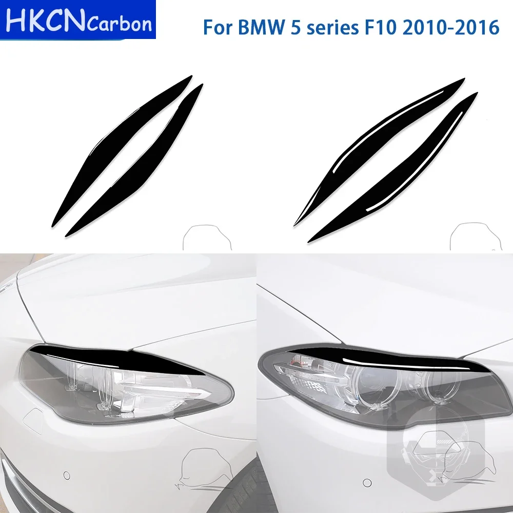 For BMW 5 Series F10 2010-2016 Accessories Car Black Plastic Lamp Brow Cover Trim Sticker Modification Decoration