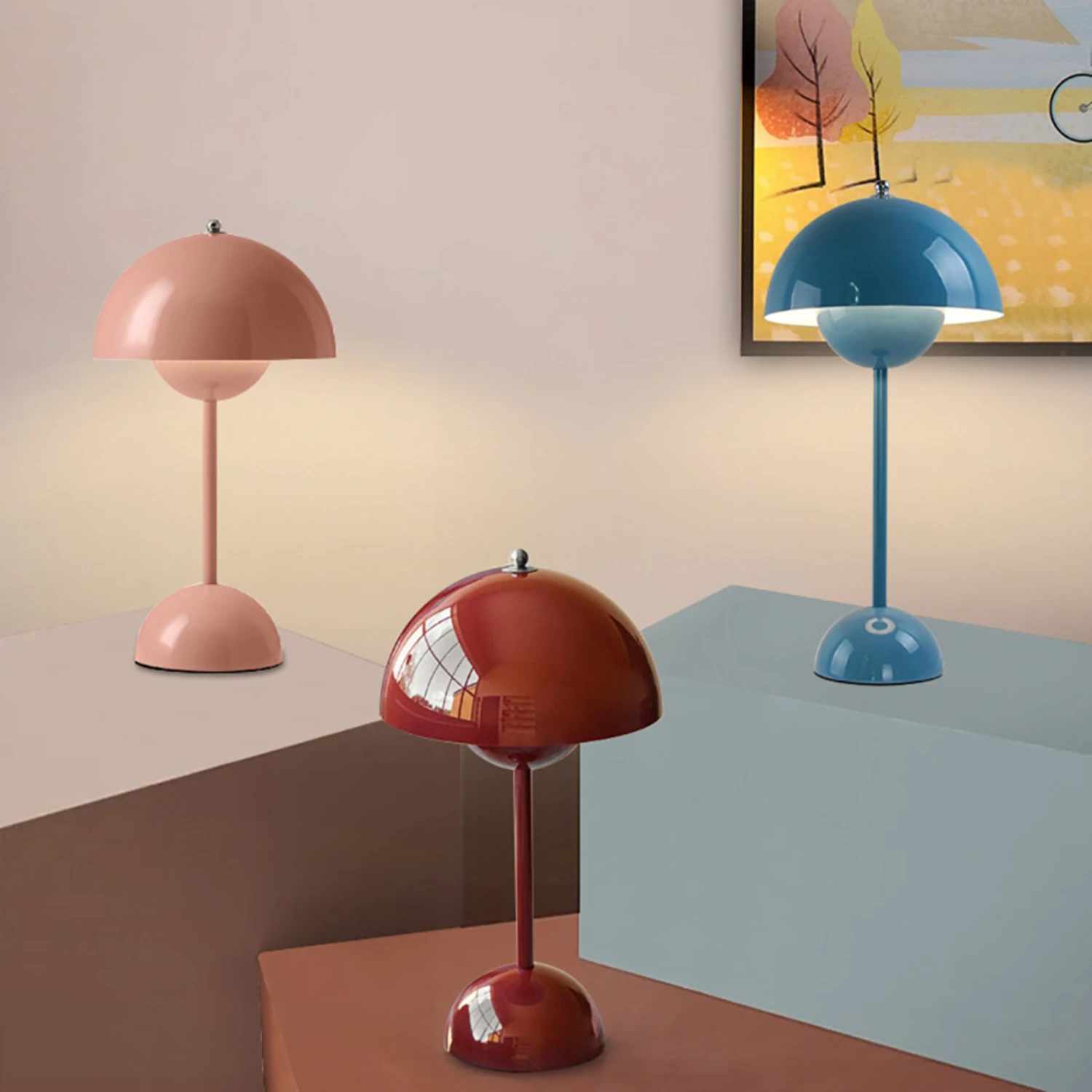 

Modern LED Mushroom Bud Flower Table Lamps - Chic and Unique Design - Rechargeable Touch Control Desk Lamp Night Light - Perfect