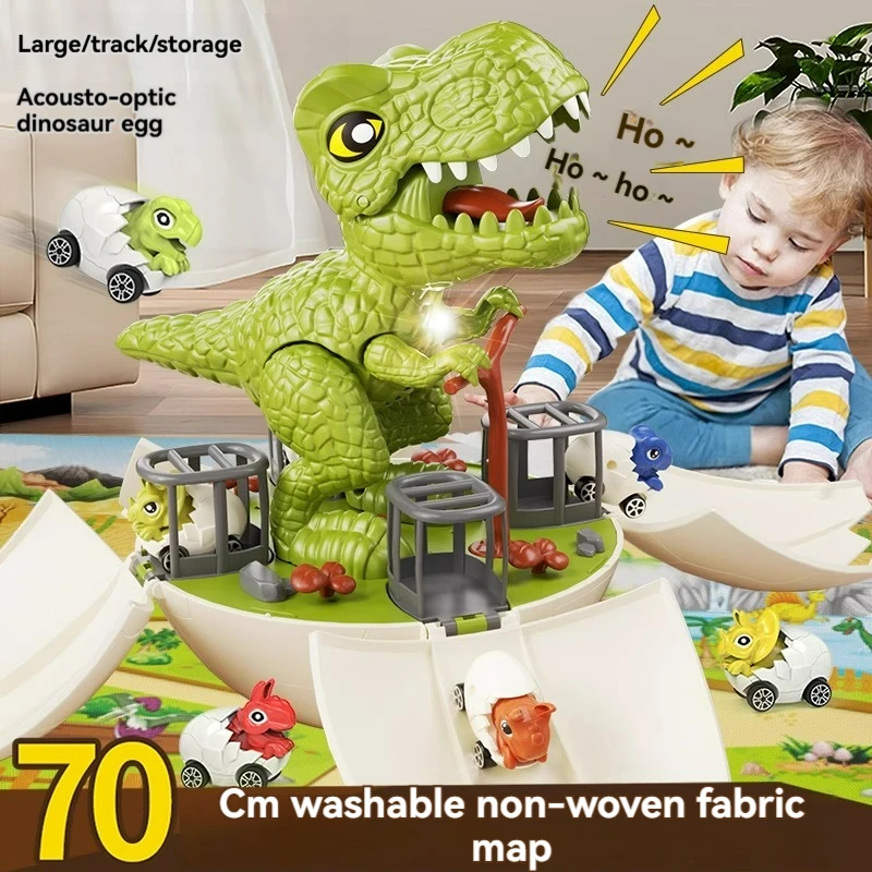 Jouets de dinosaure pour enfants, jouet œuf de dinosaure, modèle animal de simulation, piste de course, voiture Vorannosaure, cadeau d'anniversaire pour garçon de 3 à 6 ans