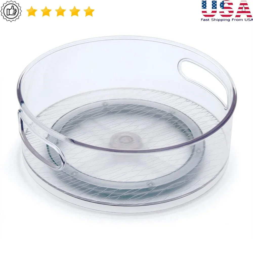 

Clear 10in Storage Turntable Organizer Non Slip Smooth Glide Easy Access Home Kitchen Pantry Bathroom Office Supplies