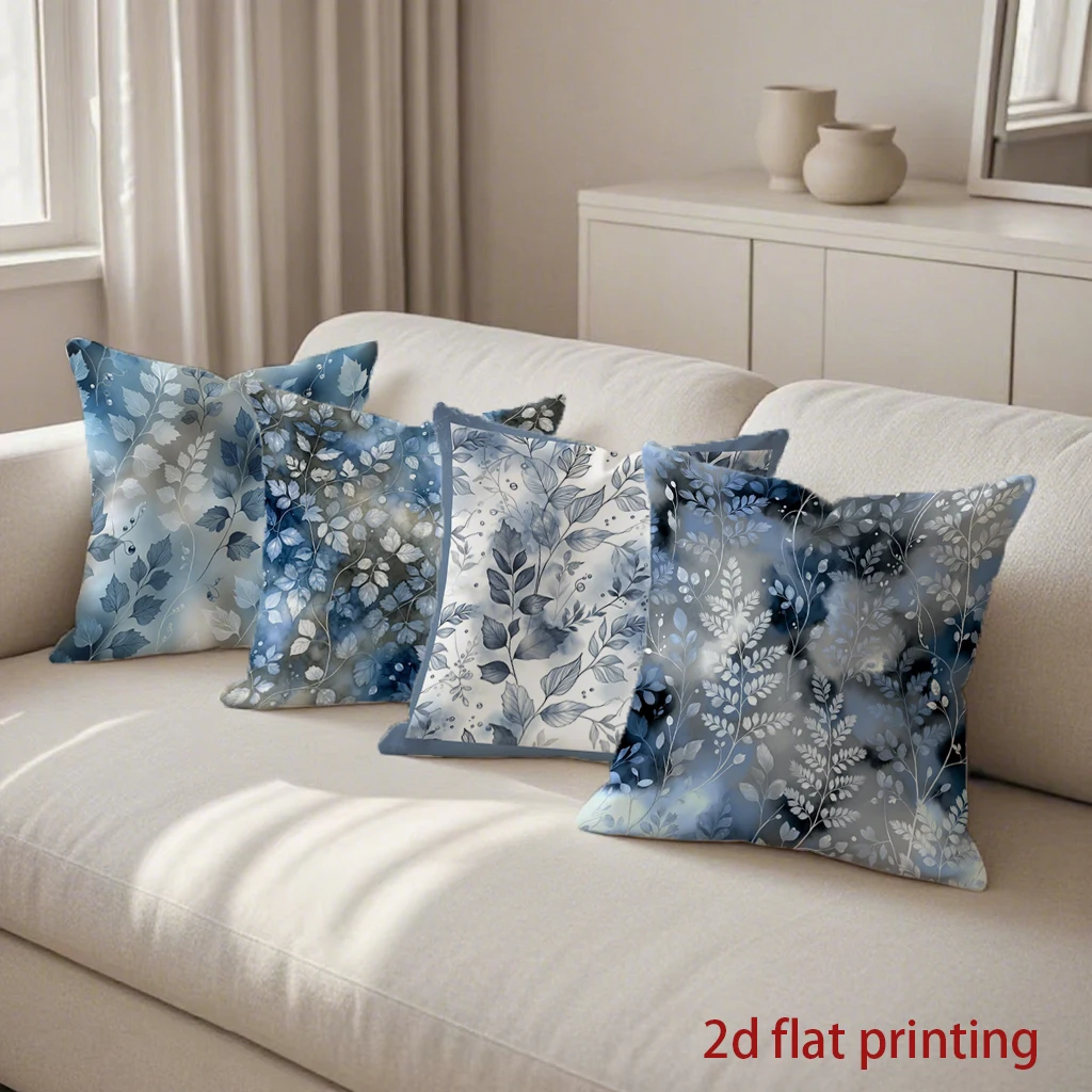 Blue Leaf Throw Pillow Covers Pattern Cushion Cover Suitable for Sofa Bedroom Car Pillow Cover