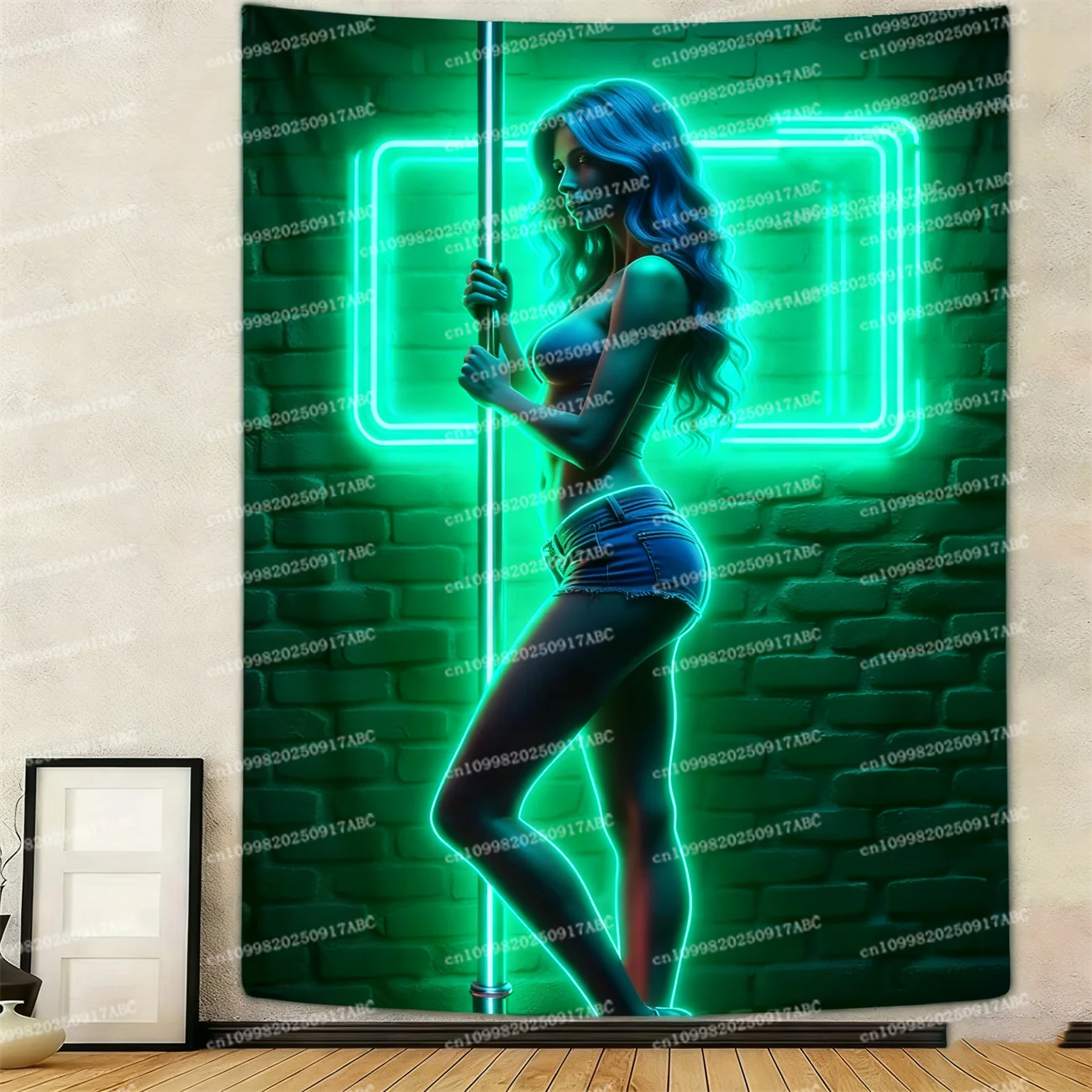Neon Art Tapestry Human Silhouette Cyberpunk Waterproof Bar Backdrop Studio Wall Decor Cyber Style Room Home Decor Home Tapestry