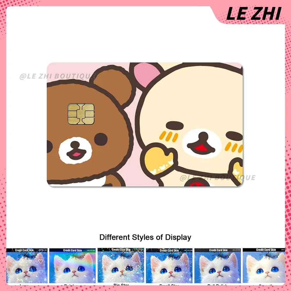 Sweet Lovely Anime Credit Card Skin Diy Waterproof Stickers Cartoon Rilakkuma Shining Love Star Protective Cover Film Sticker