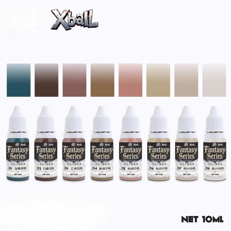 8 Colors Water Based Acrylic Model Paint 10ml Set Miniature Figure Skin Tone Paint Hand Brush Airbrush Hobby Painting Supplies