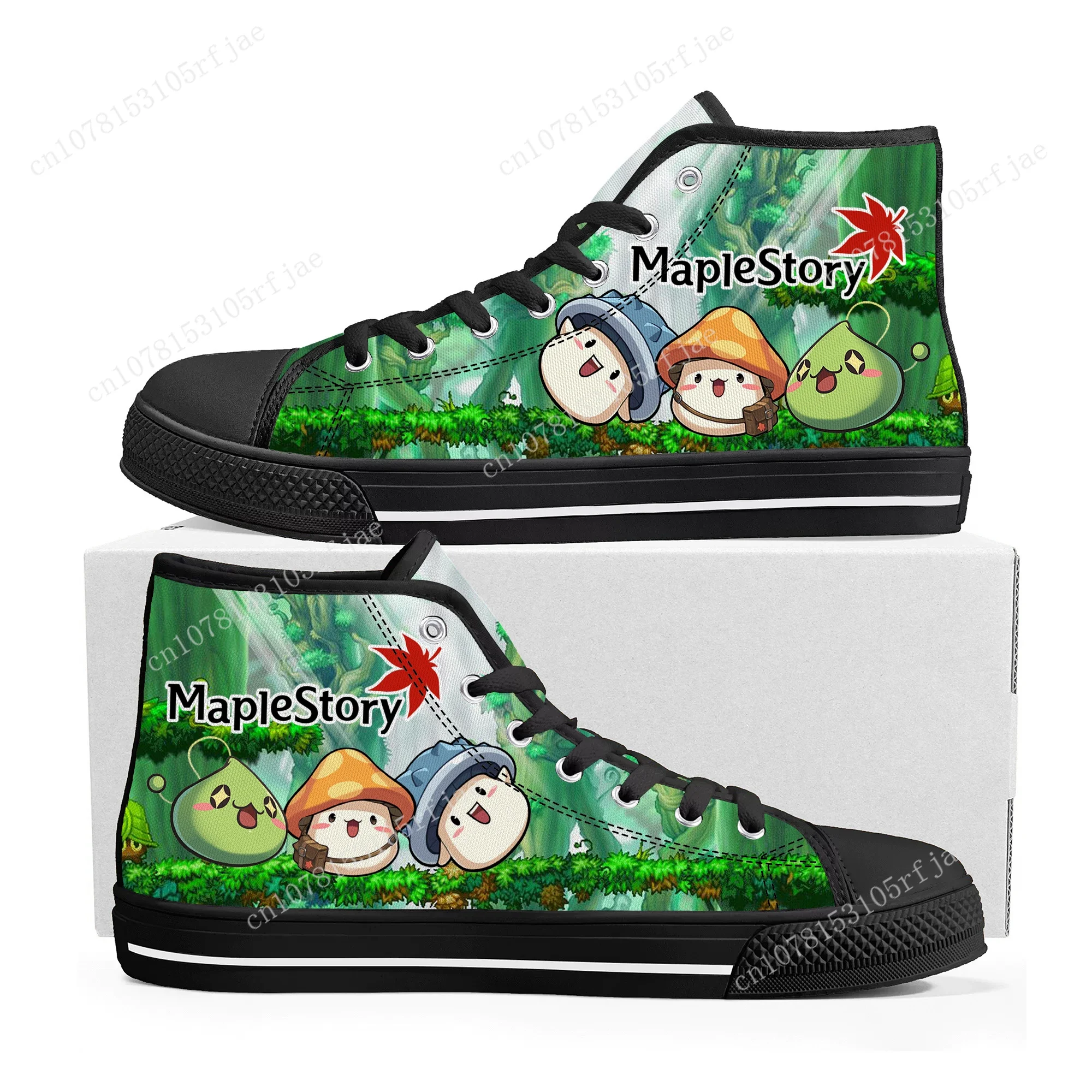 

Maplestory High Top Sneakers Cartoon Game Mens Womens Teenager Fashion High Quality Canvas Sneaker Custom Built Couple Shoes