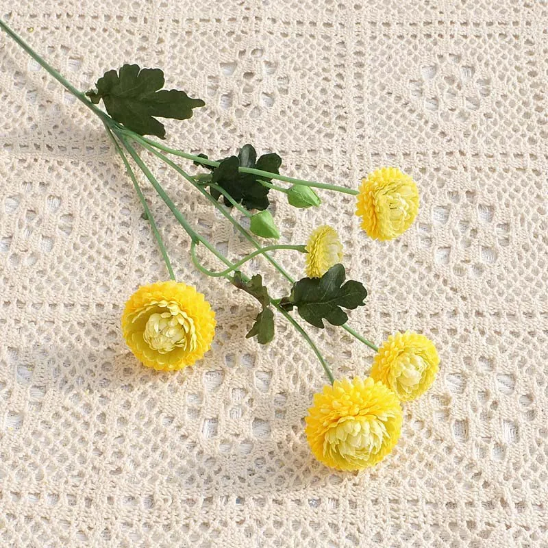 58cm Beautiful Spring Chrysanthemum Daisy flower branch with leaf high quality artificial flowers home decor