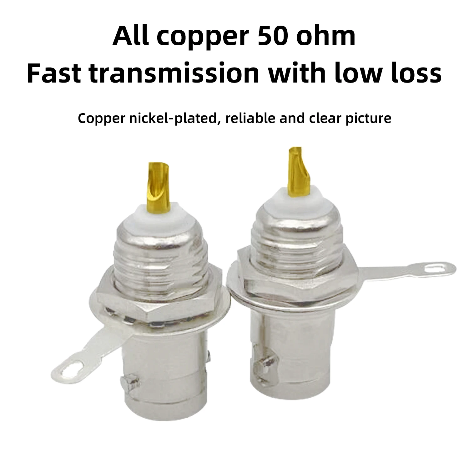 BNC 50 Ohm Female Socket Replacement for Q9 50KY, Pure Copper Solderable Jack Compatible with Oscilloscope Probes & CCTV Cameras