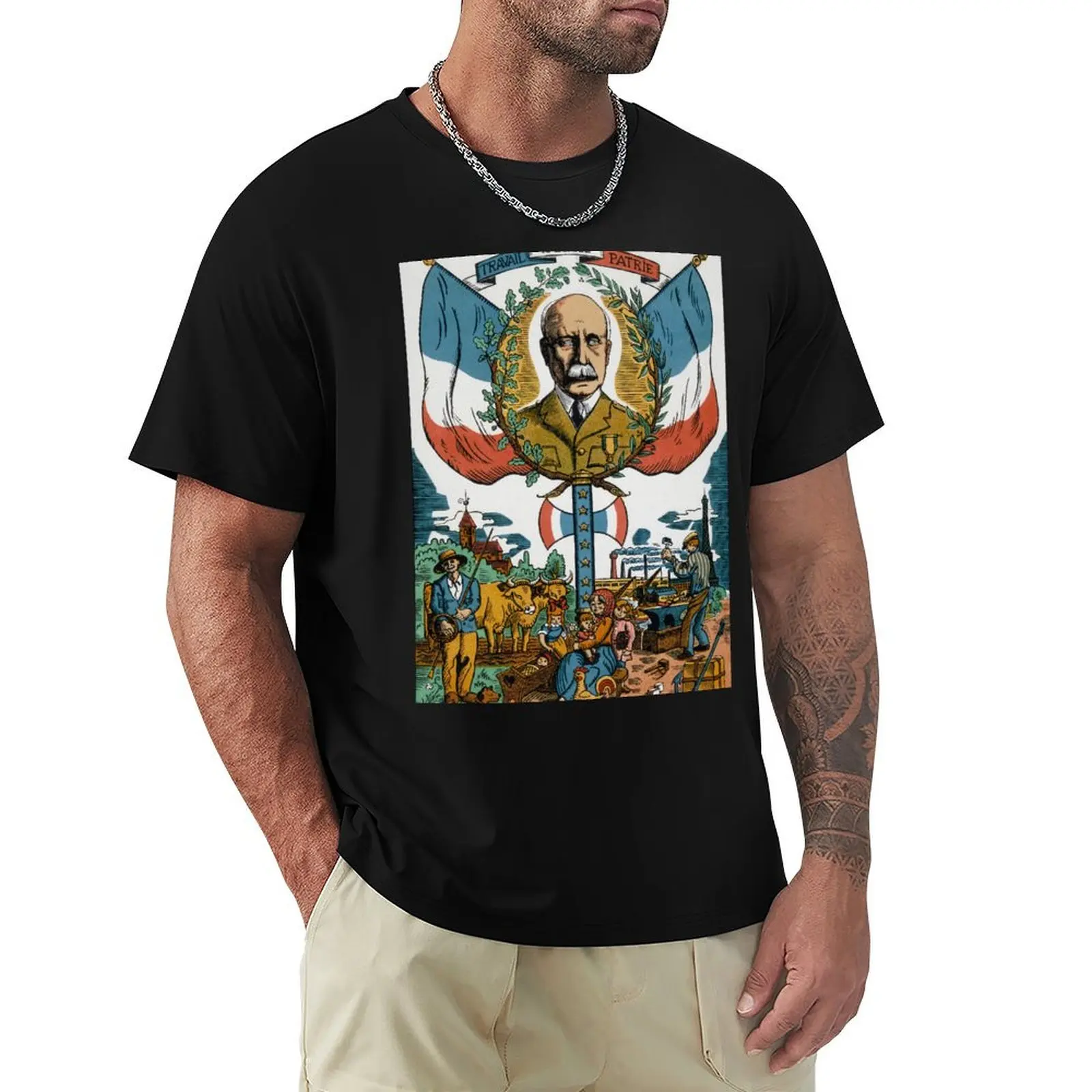 Camiseta PETAIN WORK FAMILY FATHERLAND VICHY FRANCE PROPAGANDA, camiseta transpirable para entrenamiento físico