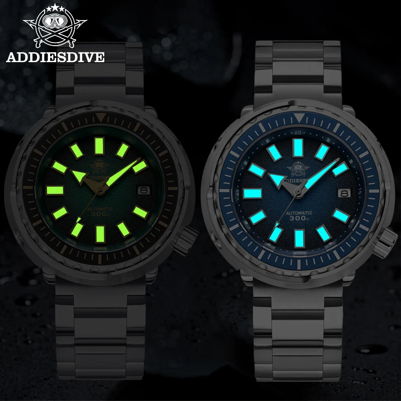 ADDIESDIVE Men's Diver's 300m Waterproof Sapphire Glass NH35 Tuna Men Watch AR Coated C3/BGW9 Super Luminous Mechanical Watches