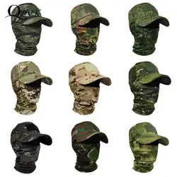 Cycling Tactical Baseball Cap Face Mask Set Balaclava Military Cap For Man Hiking Camping Field Training Hats Set Camouflage