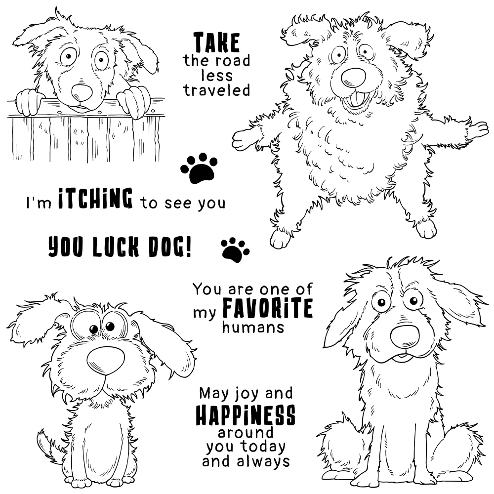 Mangocraft Paws And Funny Pet Dogs Cutting Dies Clear Stamp DIY Scrapbooking Metal Dies Silicone Stamp For Cards Albums Crafts