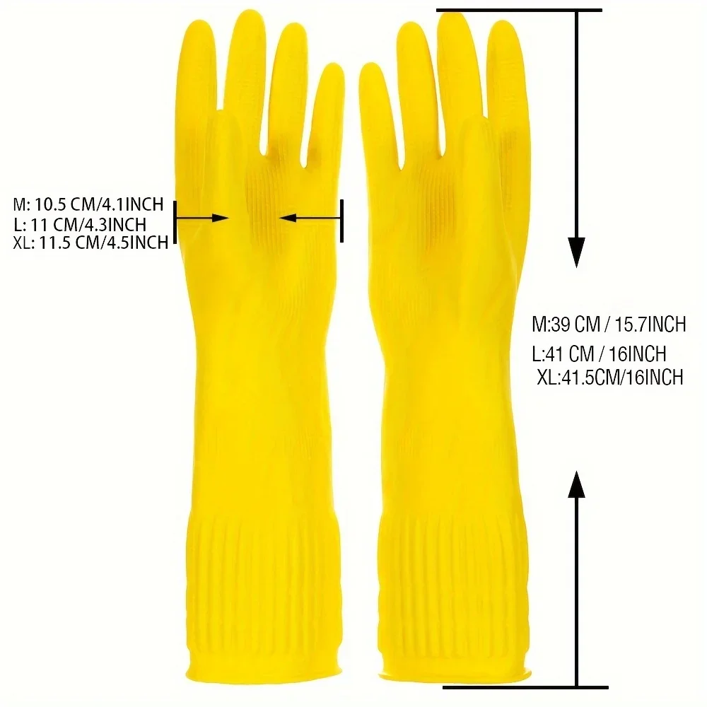 5/10 Waterproof Yellow Rubber Gloves for Gardening Cleaning and Household Chores - Stain Resistant Anti-dirty Hand Protector