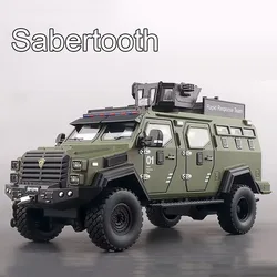 1:24 Sabertooth Models Toys Armored Cars Alloy Diecast with Light Sound Vehicle 6 Doors Opened Car Toy Kids Children's Day Gifts