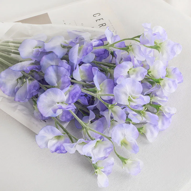 Novo nórdico ervilha orquídea ramo flores de seda decoração do casamento mariage noiva seda artificial flores artificiais decoração para casa