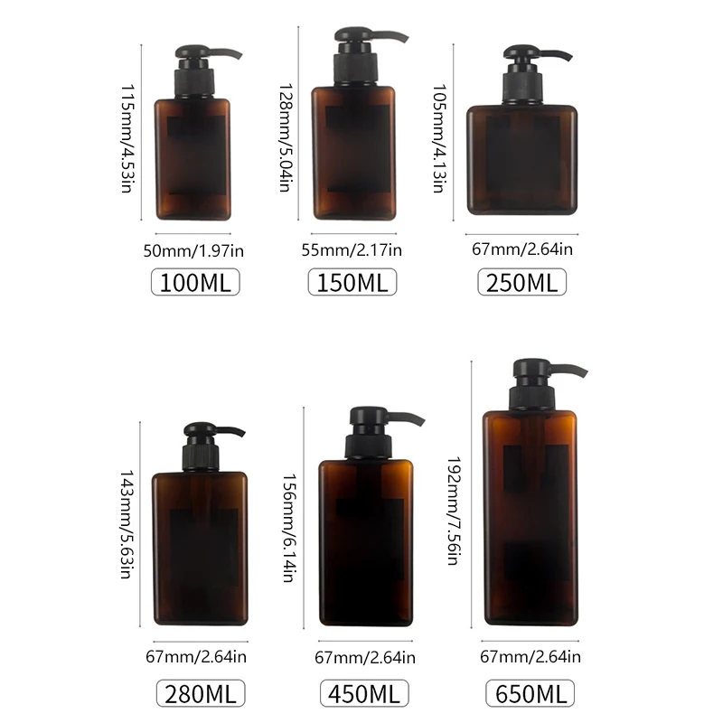 100-650ml Square Bottle Liquid Soap Whipped Mousse Points Bottling Shampoo Lotion Shower Gel Pump Bottlesnding Soap Dispenser