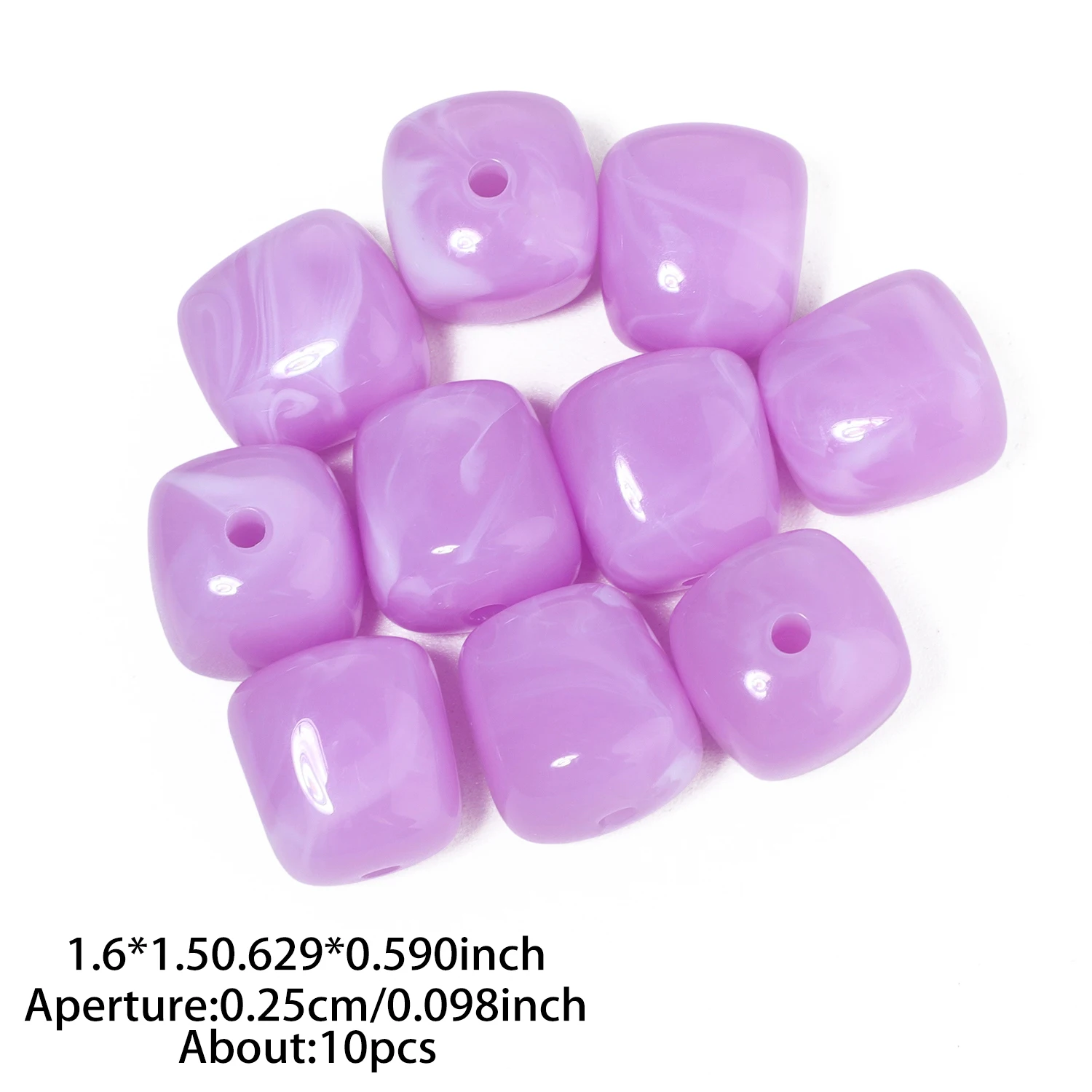 10 Stück quadratische, perforierte Acrylperlen, 16 x 15 mm, zweifarbig, lose Perlen zum Basteln von Schmuck, zum Beispiel für Halsketten und Armbänder. – Detail 12
