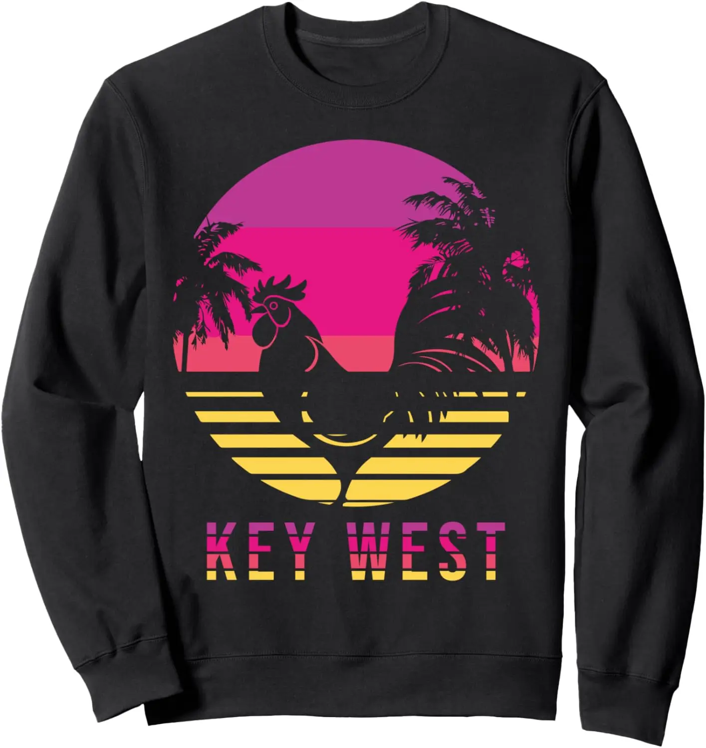 Key West Rooster Retro Colorful Chicken Graphic Sweatshirt