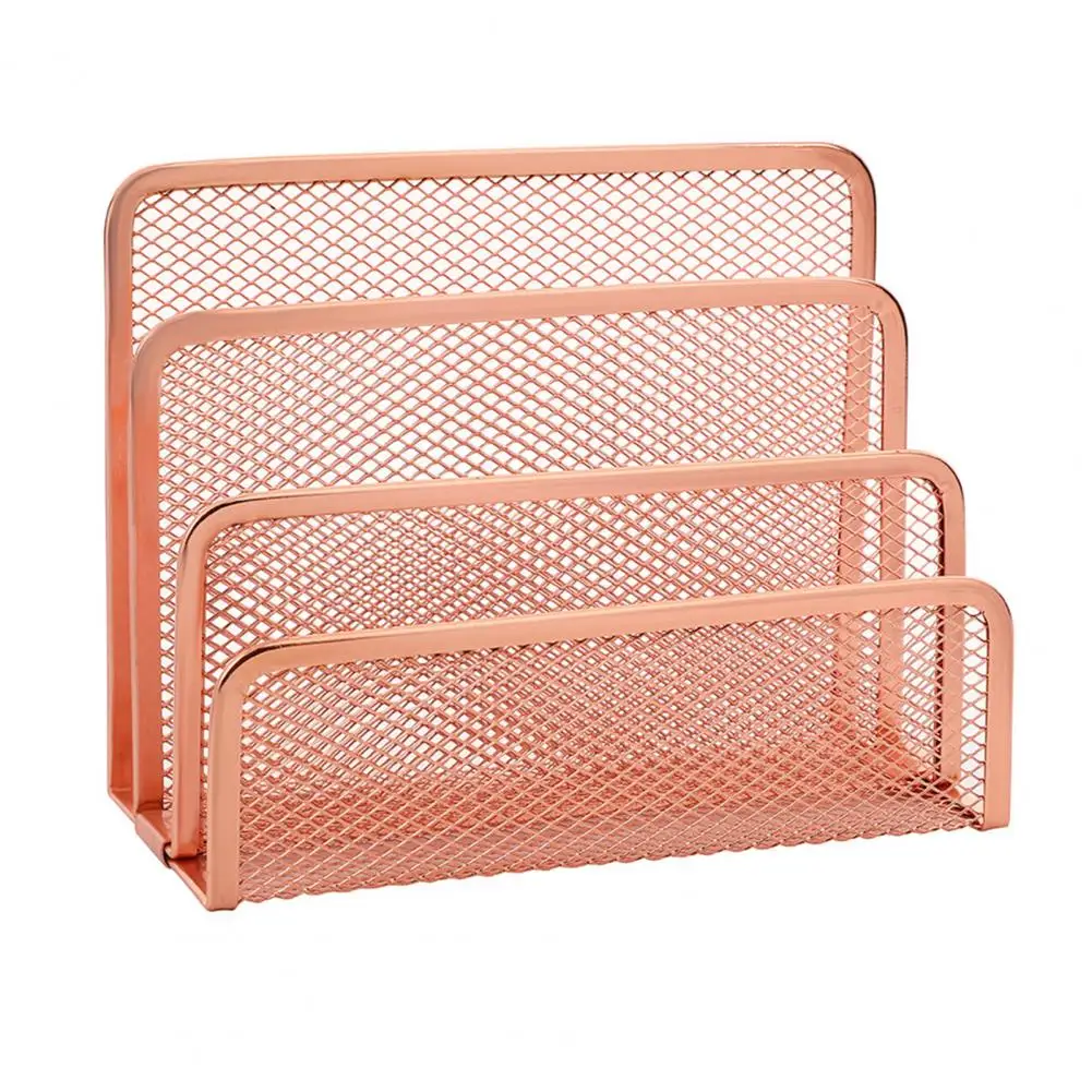 แฟ้มโลหะOrganizerตาข่ายโลหะโต๊ะMail Organizer 3 ช่องแนวตั้งRose Goldผู้ถือแฟ้มสําหรับOffice Workspace