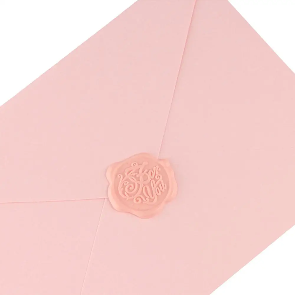 Romantic Pink Envelope Set Wax Seals Fire Paint Prints Invitation Cards Decoration Gift Paper Postcard Fresh Envelope Wedding