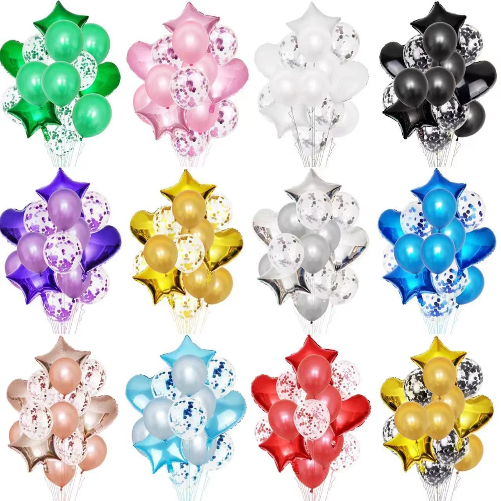 

14Pcs/set Heart Star Foil Balloon Confetti Latex Balloons Wedding Party Decoration Kid Children Girl Boy Birthday Globos ballons