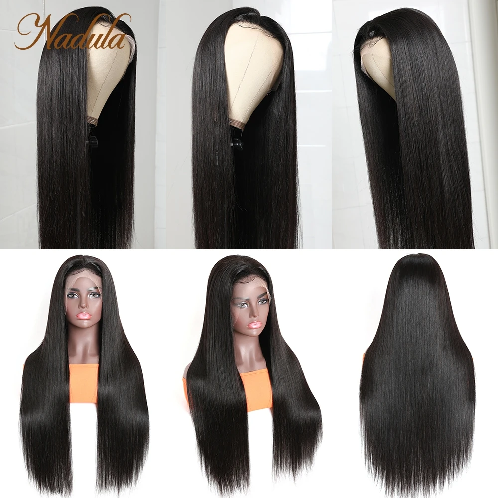 Nadula Hair 13x6 HD Lace Frontal Wigs 180% Density Straight Human Hair Wigs PrePlucked Baby Hair Transparent Lace Wigs for Women